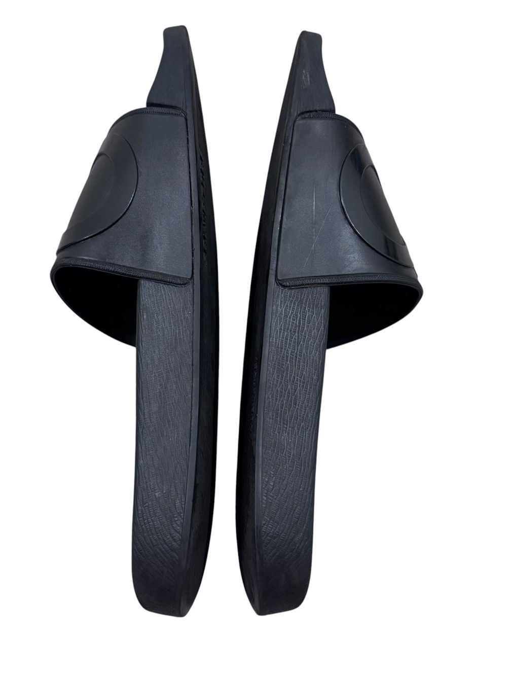 Salvatore Ferragamo Black Slide Sandals Mens Size 9 Groove 2 Rubber Gancini Logo - Picture 10 of 11